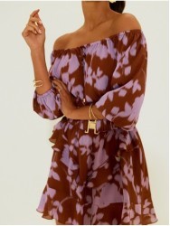 Printed jumpsuit with boat neckline
