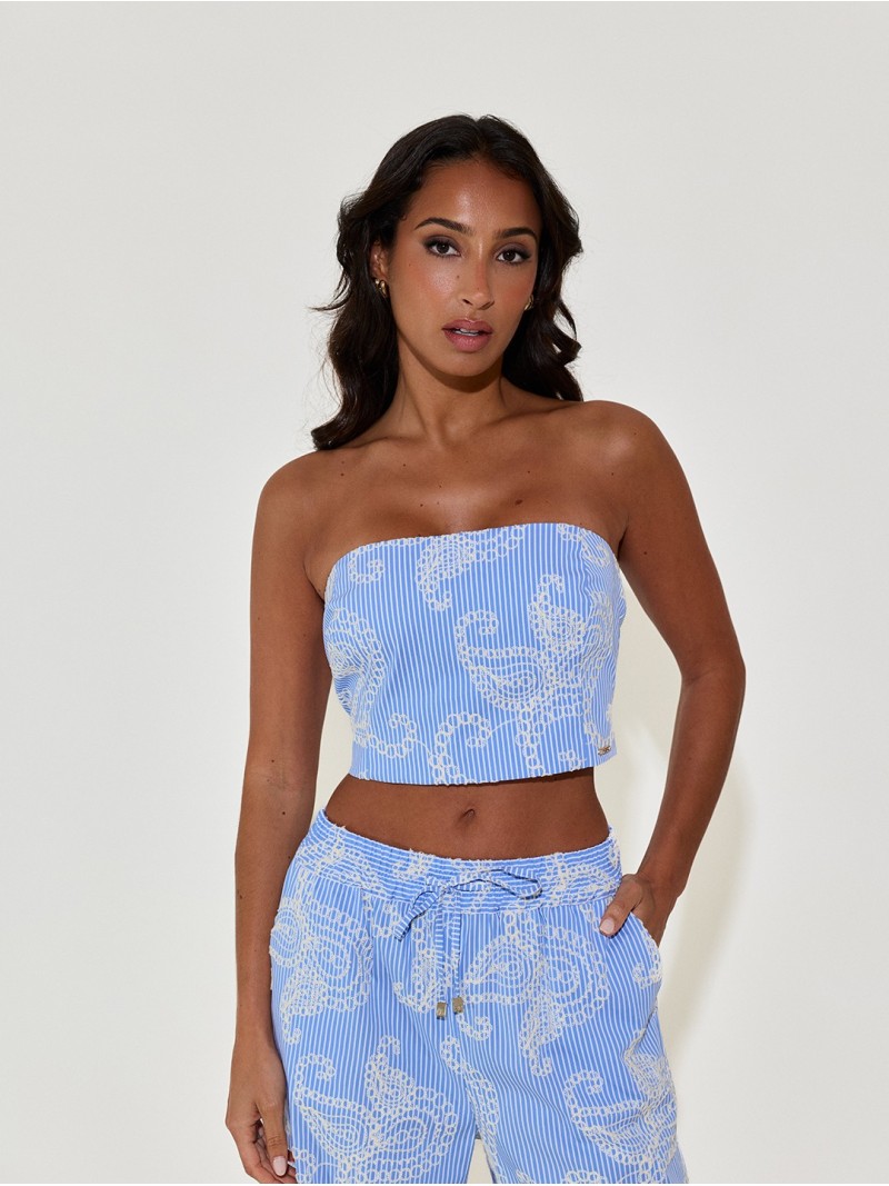 Strapless top with embroidered detail