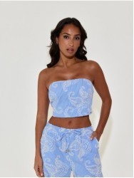 Strapless top with embroidered detail