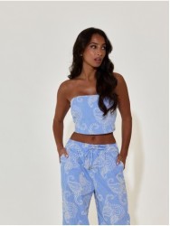 Strapless top with embroidered detail
