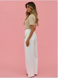 Calça de ganga com corrente efeito pedras