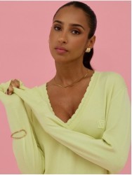 Knitted sweater with detailed neckline