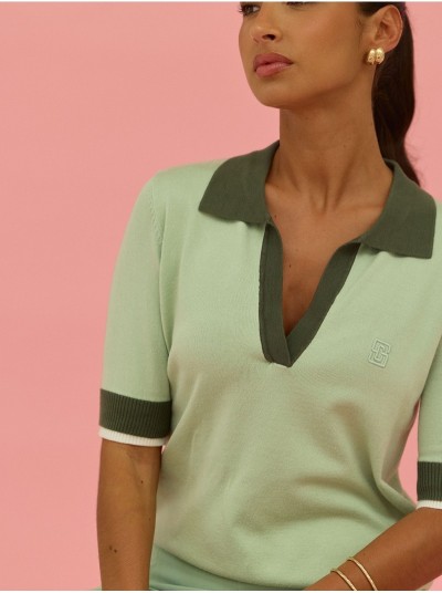 Camisola de malha com detalhes a contrastar