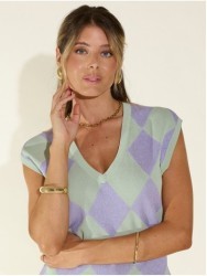 Camisola de malha com losangos