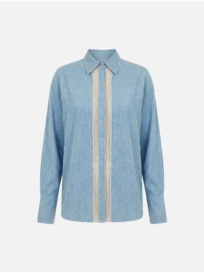 Blusa fluída em linho com tira a contrastar