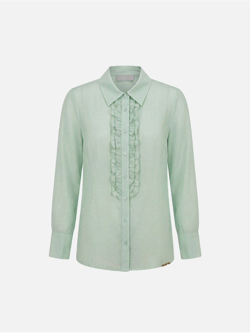 Blouse with ruffle at the front