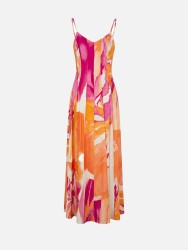 Vestido comprido com padrão e alça fina