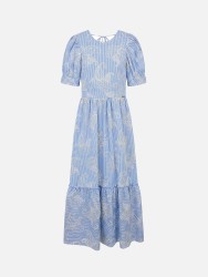 Long dress with embroidery and back slit