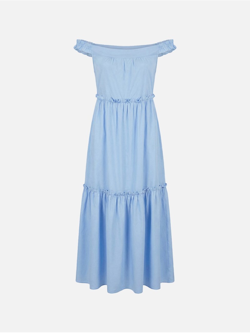 Vestido comprido com franzidos 