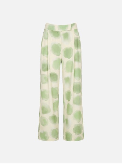 Calça fluída estampada com bolsos laterais