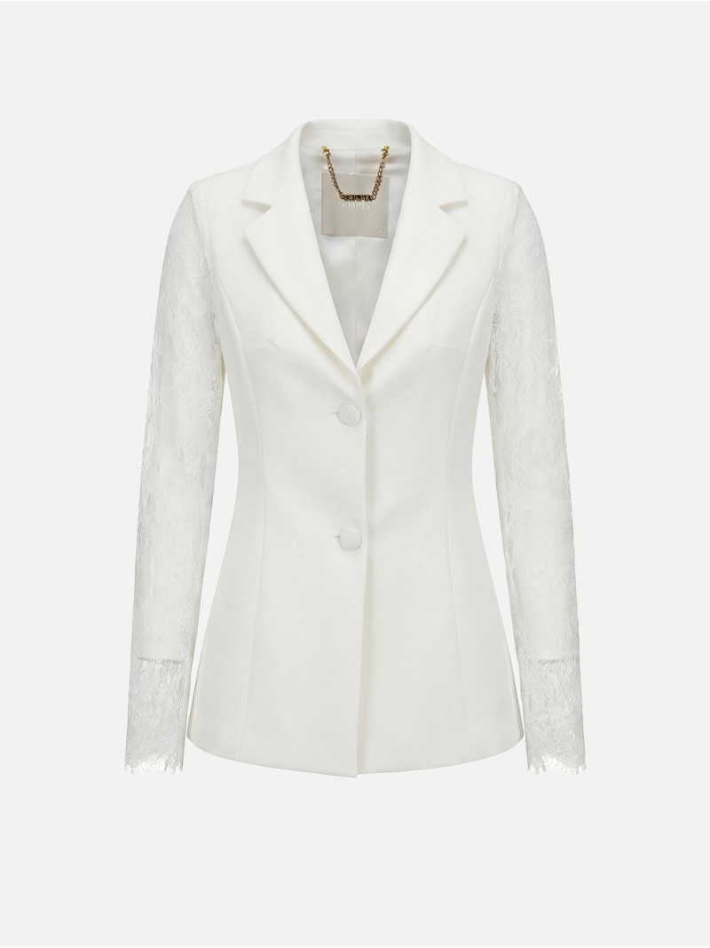 Blazer with lace sleeves