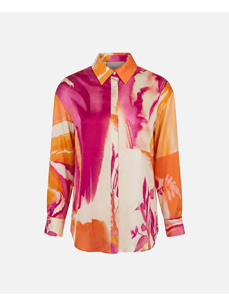 Blusa fluída estampada de ombro caído