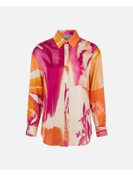 Blusa fluída estampada de ombro caído