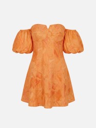 Vestido curto com decote coração e mangas
