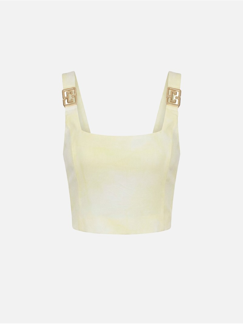 Short tie-dye top with metallic detail