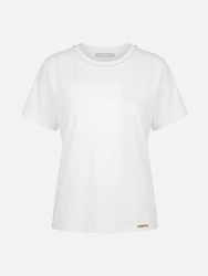 T-shirt em algodão com missangas na gola