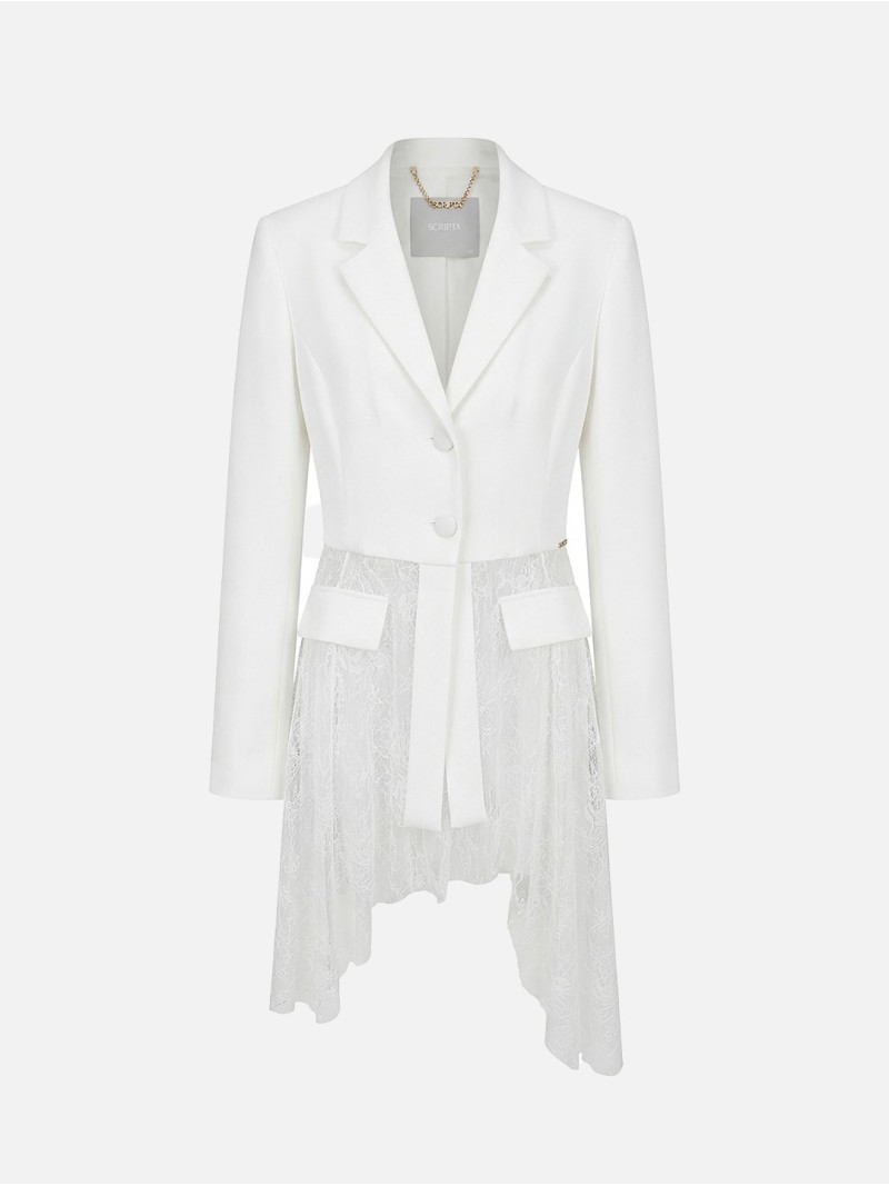Fabric and lace blazer