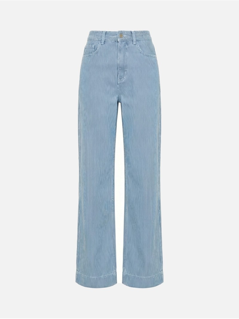 Calça jeans wide leg com risca
