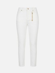 Calça de ganga skinny com acessório metálico
