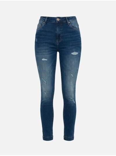 Calça de ganga skinny de cintura alta