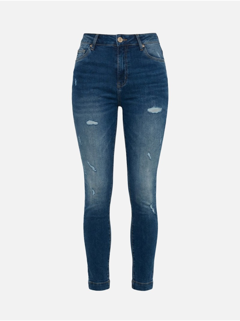 Calça de ganga skinny de cintura alta