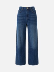 Calça de ganga escura wide leg