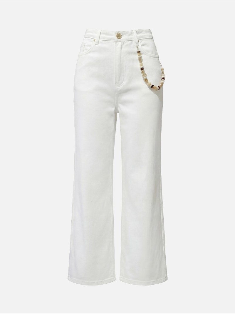 Calça de ganga com corrente efeito pedras