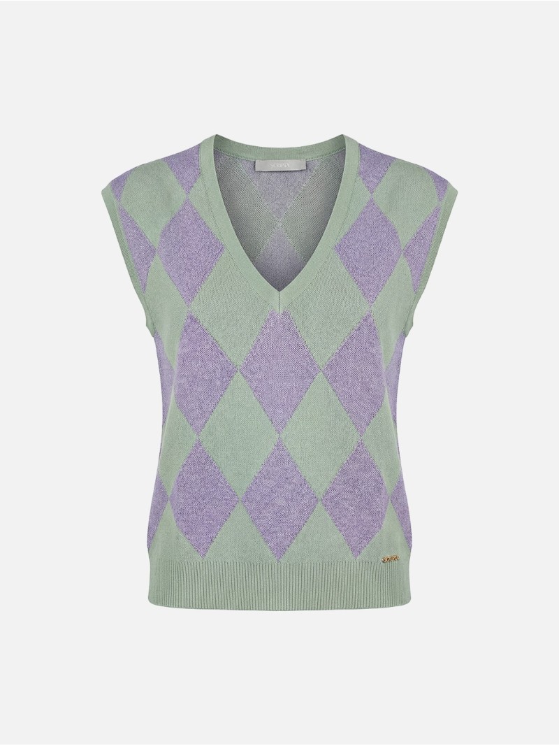 Camisola de malha com losangos