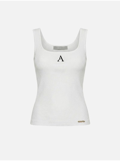 Top de decote quadrado com logo SCRIPTA