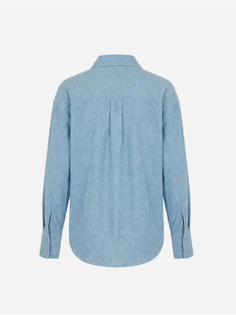 Flowing linen blouse with contrasting strap