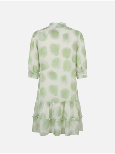 Short printed dress with ruffles