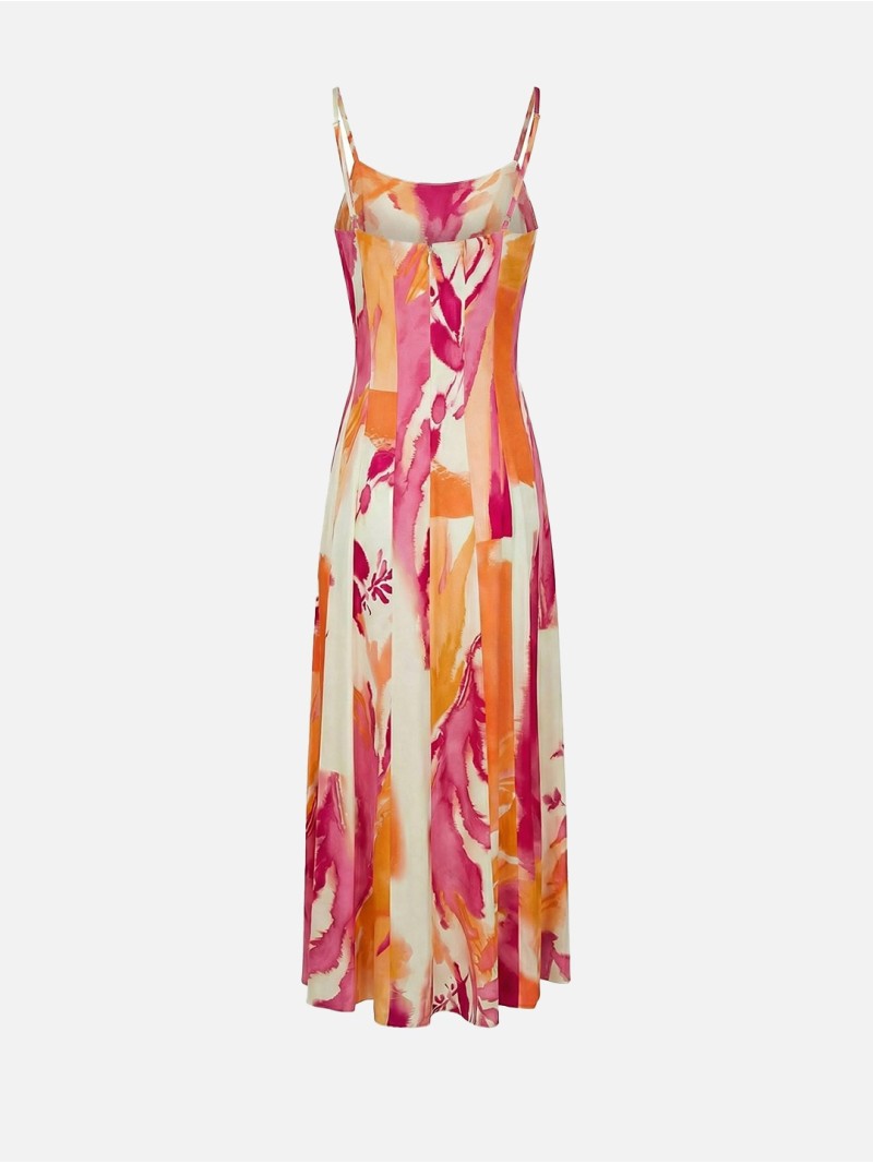 Vestido comprido com padrão e alça fina