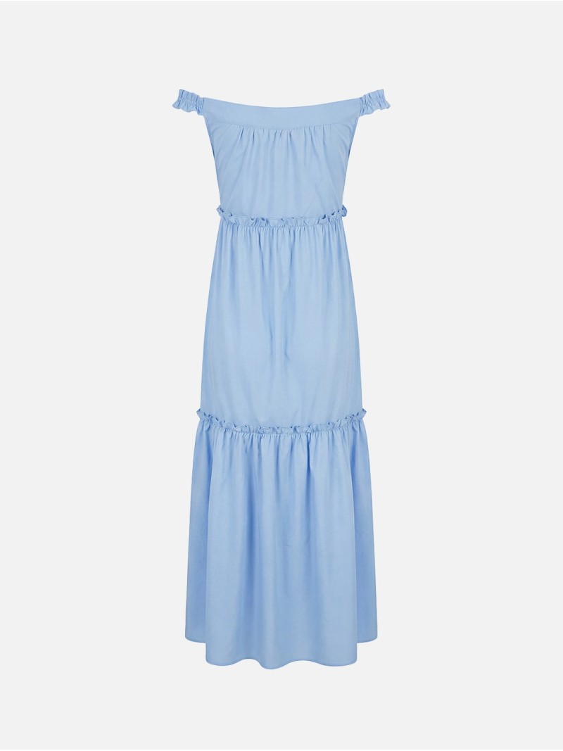 Vestido comprido com franzidos 