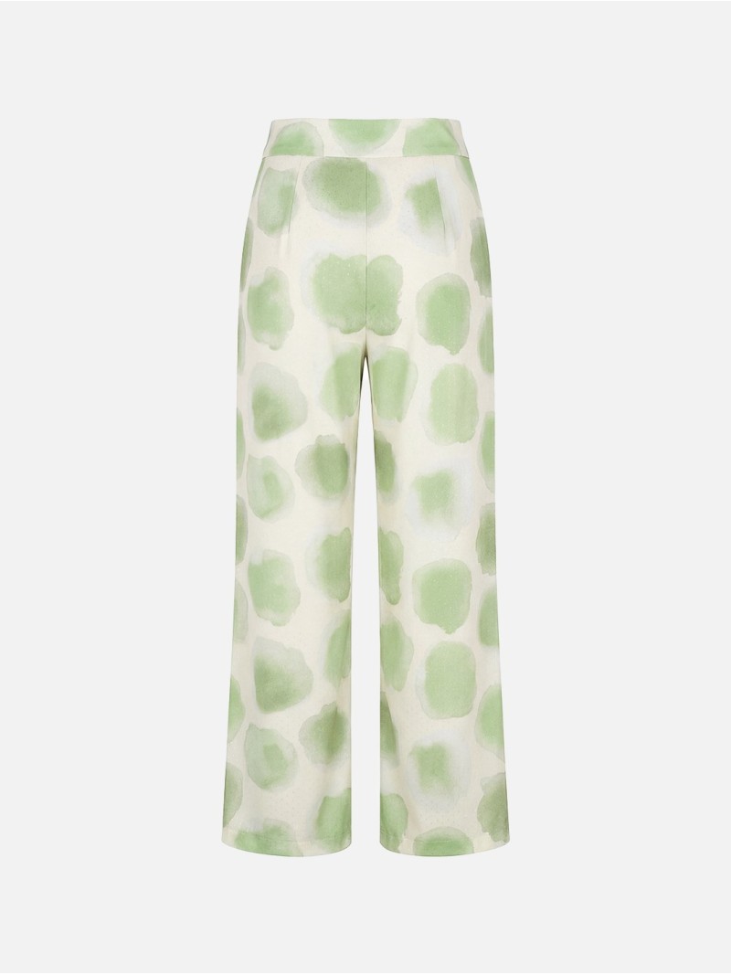 Calça fluída estampada com bolsos laterais