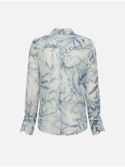 Blusa estampada com folho na frente