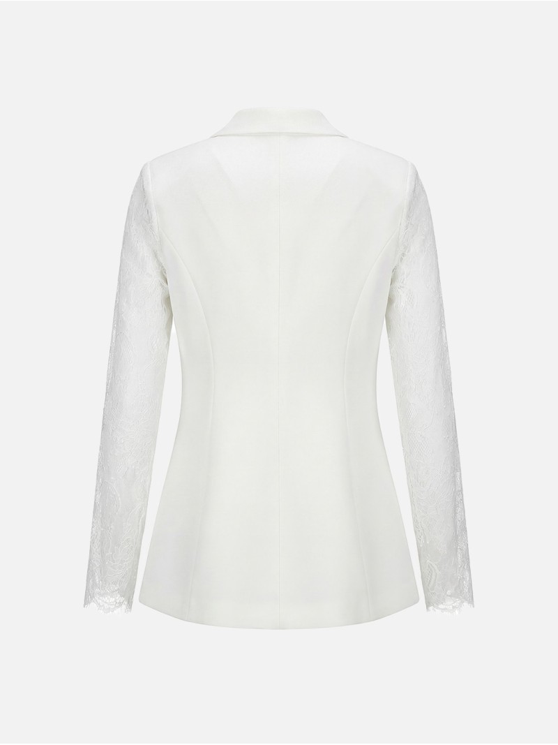 Blazer with lace sleeves