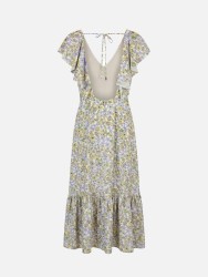 Vestido com padrão e folho 
