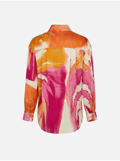 Blusa fluída estampada de ombro caído