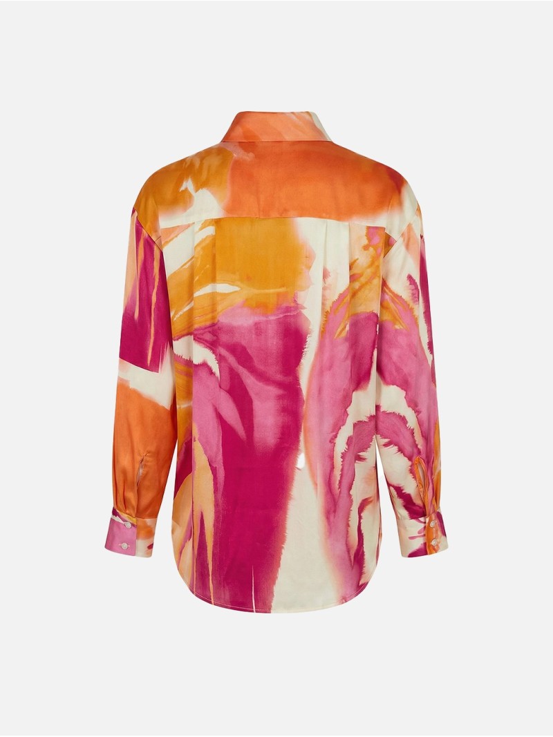 Blusa fluída estampada de ombro caído
