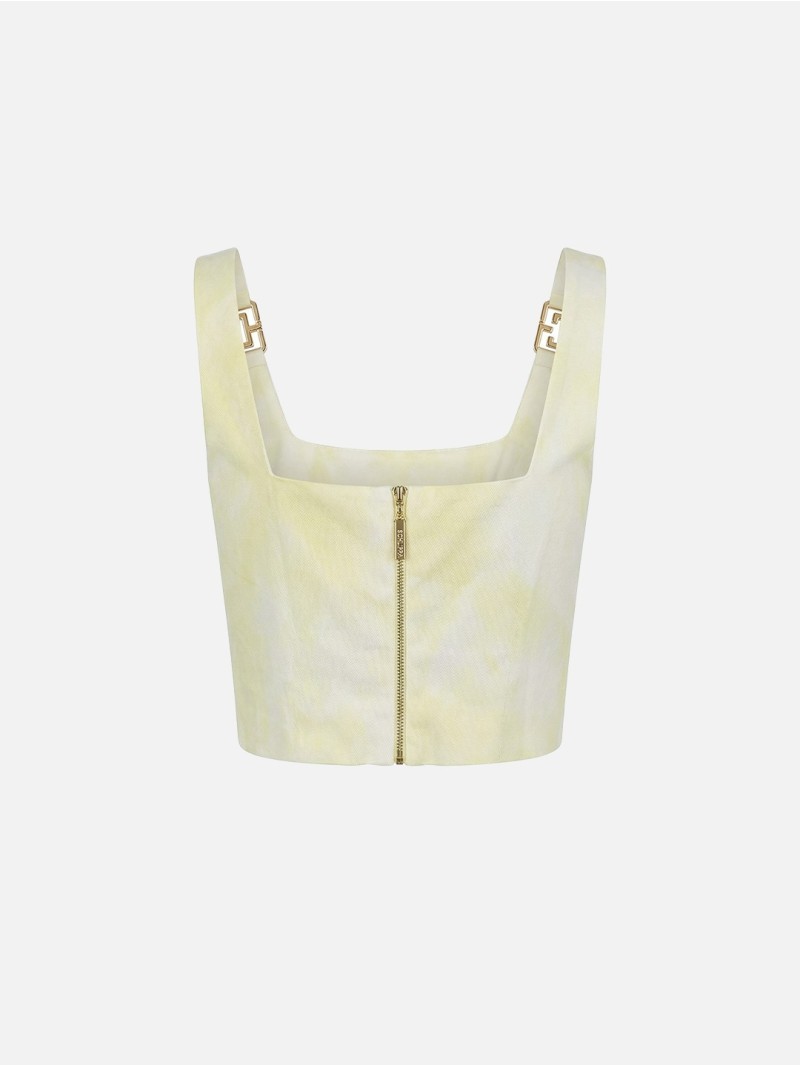 Short tie-dye top with metallic detail