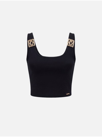 Knit top with metallic detail