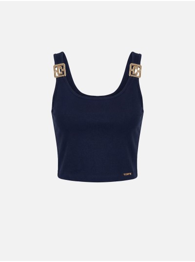 Knit top with metallic detail