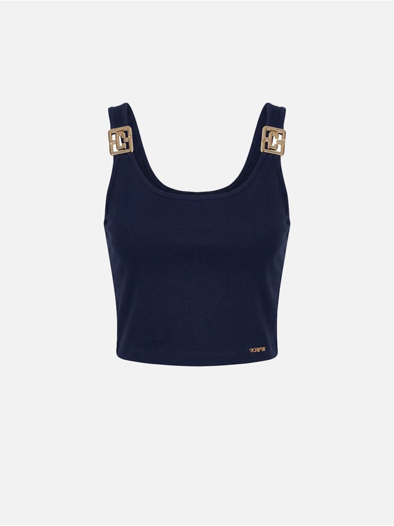 Knit top with metallic detail
