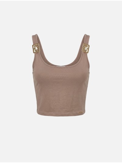 Knit top with metallic detail