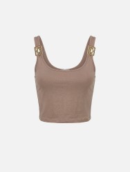 Knit top with metallic detail