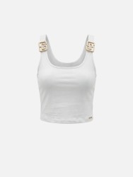 Knit top with metallic detail