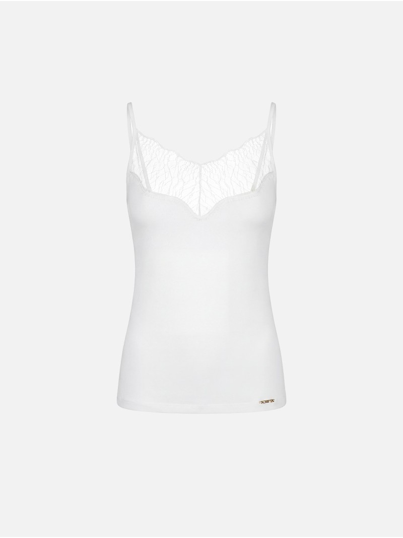 Thin-strapped top with lace