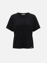 T-shirt em algodão com missangas na gola