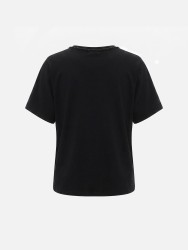 T-shirt em algodão com missangas na gola