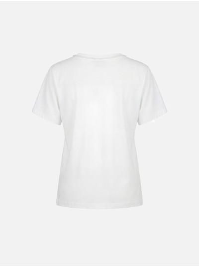 T-shirt em algodão com missangas na gola